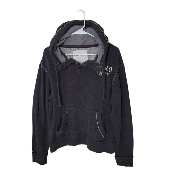 Aeropostale Womens Dark Gray Pullover Hoodie With Buttons Size Medium - Picture 10 of 10